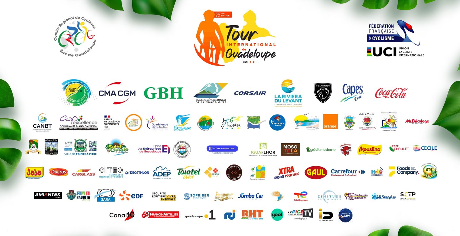 Affiche officielle des partenaires du 75ème Tour Cycliste International de la Guadeloupe 2026